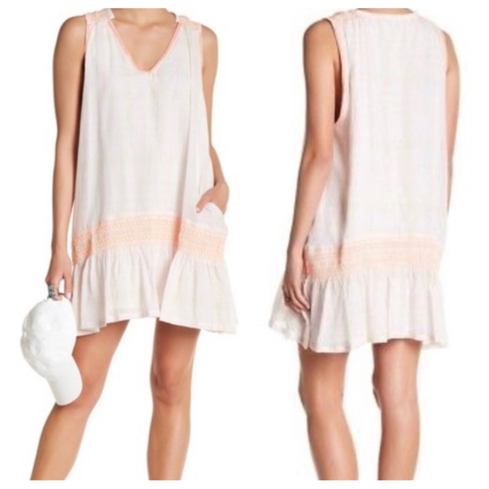 Free People Run With Me Sleeveless White Plaid Sundress M